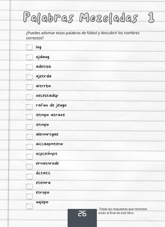 Lista palabras futbol mezcladas actividad