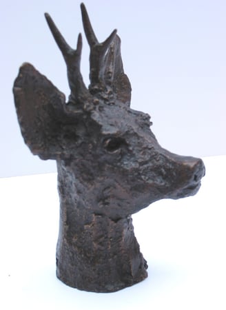 Oeuvre d'artiste- sculpture- tête de brocart en bronze- art animalier