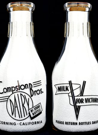 Compson Brothers Dairy, Corning California milk bottle