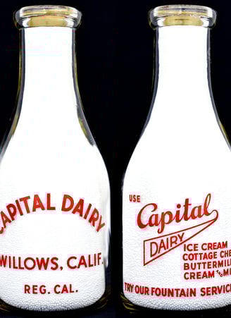 Capital Dairy milk bottle, Willows, California milk bottle
