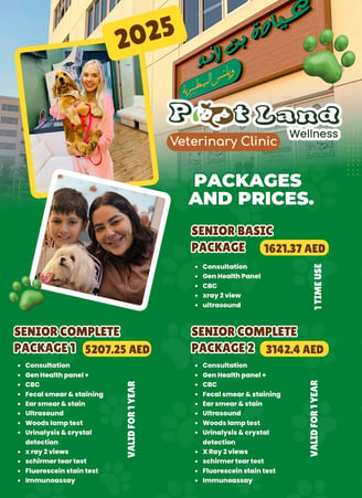 Prices for senior pets packages