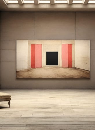 Obras de Arte emolduradas em uma Sala de Exposição