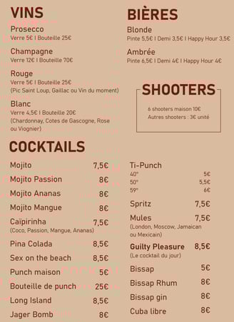 carte sawa cocktails