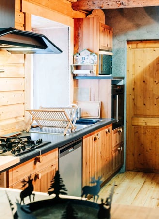 cuisine équipée du gîte-Grange Russell