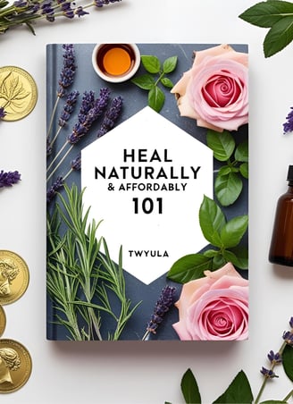 a book with a bottle of essential oils and a bottle of essential oils
