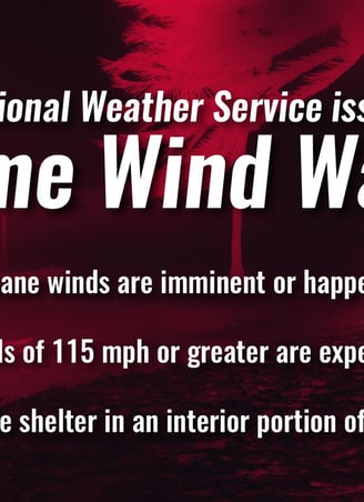 Extreme Wind Warning graphic from NOAA giving definition of the Warning.