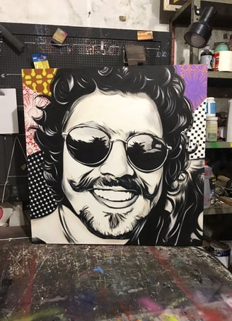 Retrato de uma figura histórica em um estilo modernizado por Sérgio Astral.