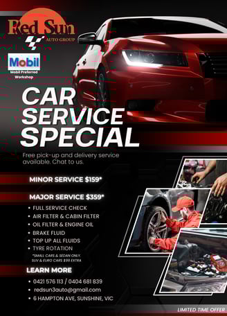 a car service flyer for a car service, promotion and deals