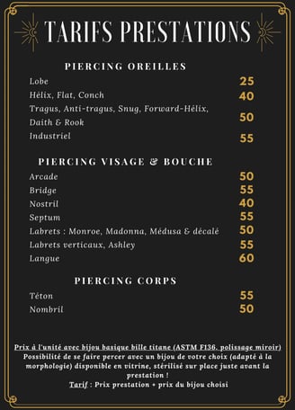 tarif piercing Astrea