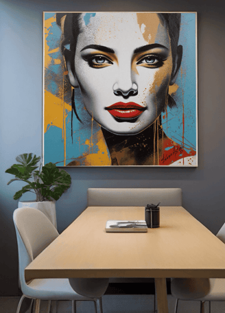 Quadro personalizado emoldurado com delicadeza, integrando-se à atmosfera do quarto.