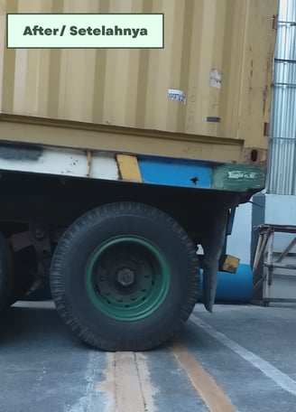 Pengujian beban dengan truk kontainer bermuatan 20 ton. Tidak ada kerusakan pada pasir dan ROJE DS.