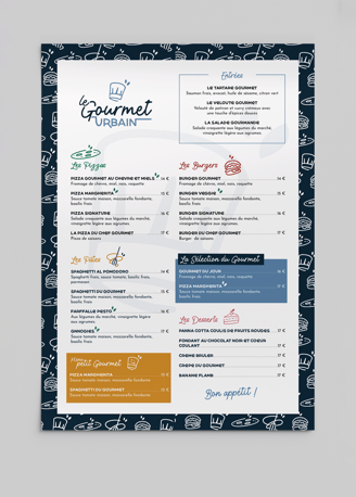 Menu - restaurant - Le Gourmet Urbain - Amy atelier graphique