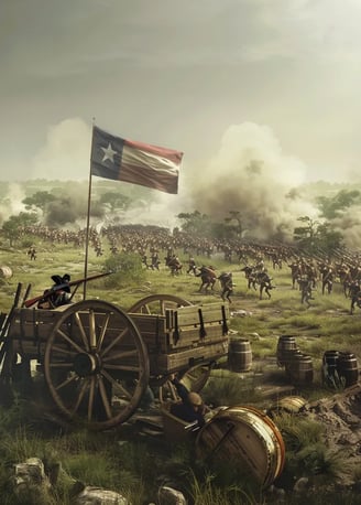 wide-angle shot of the Battle of Gonzales in 1835