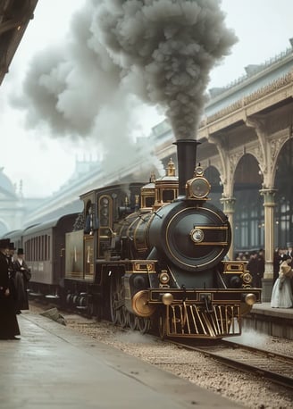 the Orient Express at its departure from Paris Gare de l'Est station in 1883