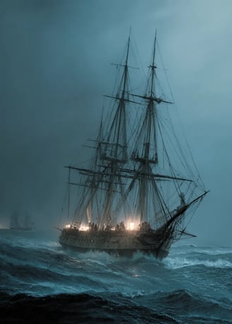 Mauritanian coast: the French frigate Medusa lurches violently as the hull grinds against coral