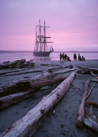 Chatham Islands Shore, Dawn July 4th 1868