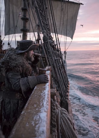 Dawn Watch, North Atlantic, 1576, off the coast of Greenland at first light