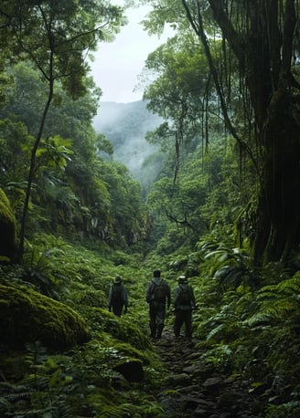 dense Honduran jungle, 1839, John Lloyd Stephens and Frederick Catherwood pushing through thick vege