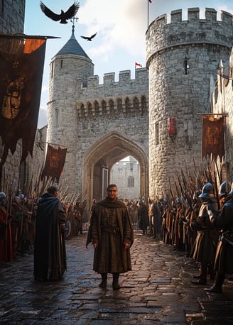 Perkin Warbeck in Tower of London under guard before execution, 1499 political drama.