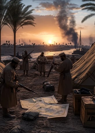 Indian troops in World War I preparing for offensive at Basra, Mesopotamian campaign