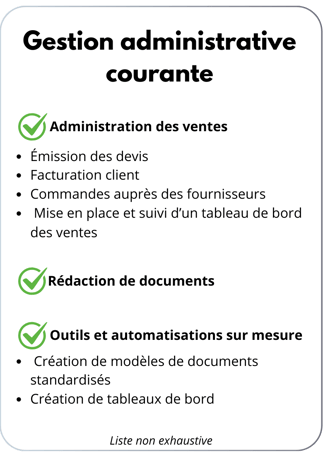 Gestion administrative, Administration des ventes ADV, Rédaction de documents, Outils sur mesure