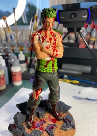 figurine en résine de zoro dans la scene du sacrifice