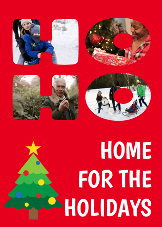 a poster of a family christmas card with a christmas tree