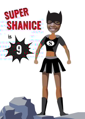 a woman in a costume that says super - girl