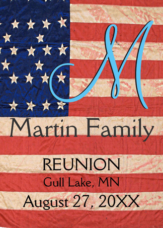 a flag - clad flag with the name of a family
