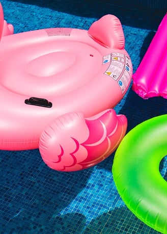 Inflatable toys in a swimming pool