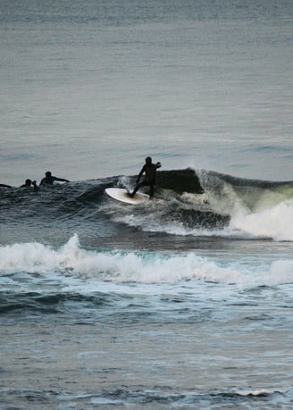 A surfer doing a top turn on a clean shoulder high wave