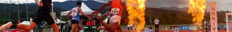 Stade sport athletisme avec effets speciaux machines à flammes