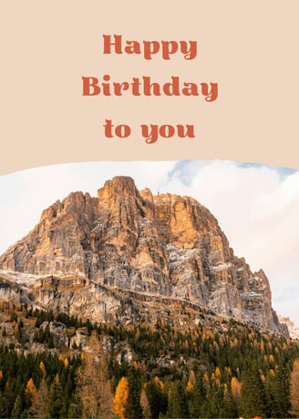 a birthday card with a mountain