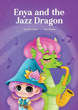 A little witch and a dragon on a book cover