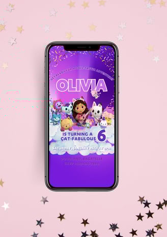 gabby's dollhouse phone evite