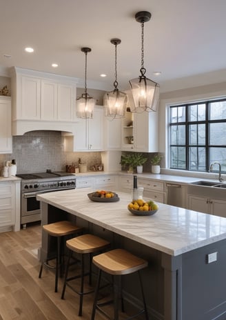 A modern kitchen setup featuring dark wood cabinetry with a glossy finish. The kitchen includes a stainless steel double sink and a gas stove with a steel hood. Under-cabinet lighting highlights the sleek and minimalistic design. Posters and informational sheets are displayed on the wall behind the sink. The flooring is made of light wood with a smooth finish.