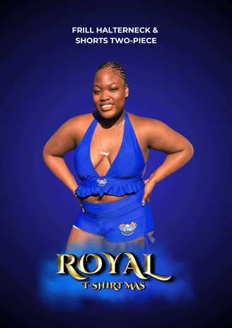 Frill halter neck & shorts two-piece