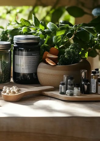 a variety of jars of various types of herbs