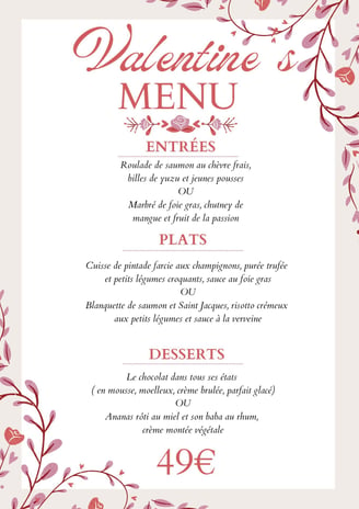 menu saint valentin ales