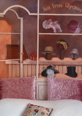 Apporter une touche unique, une ambiance, une thématique pour une chambre d'hôtes, avec ce décor peint original en tête de li