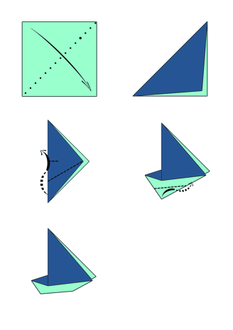 Istruzioni per creare una barca a vela di origami con la carta