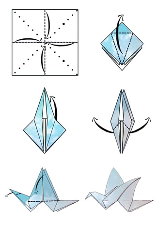 Istruzioni per creare una Cicogna di origami con la carta