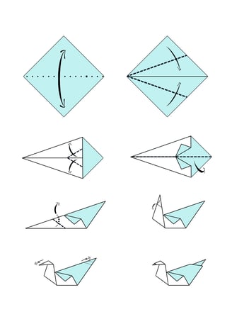 Istruzioni per creare un cigno di origami con la carta