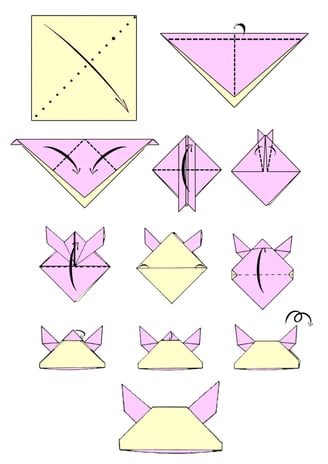 Istruzioni per creare una cuffia da leprotto di origami con la carta