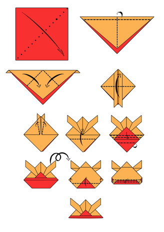 un origami di carta di un elmo da samurai