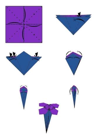Istruzioni per creare un fiore di genziana di origami con la carta