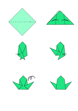 Istruzioni per creare una rana di origami con la carta