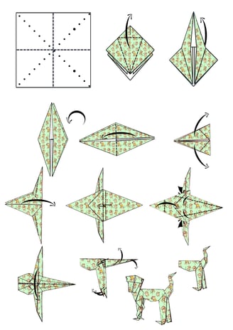 Istruzioni per creare il corpo di una scimmia in origami con la carta