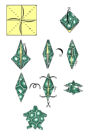Istruzioni per creare una Tartaruga di origami con la carta