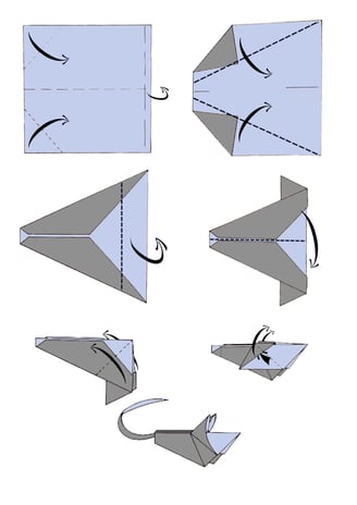 Istruzioni per creare un topolino di origami con la carta